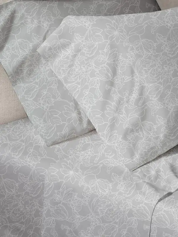 020 Grey Παπλωματοθήκη Menta Εμπριμέ 020 Grey Μονή - Υπέρδιπλη