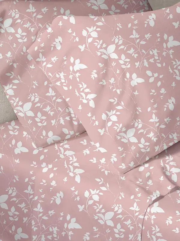 040 Pink Παπλωματοθήκη Menta Εμπριμέ 040 Pink Μονή - Υπέρδιπλη