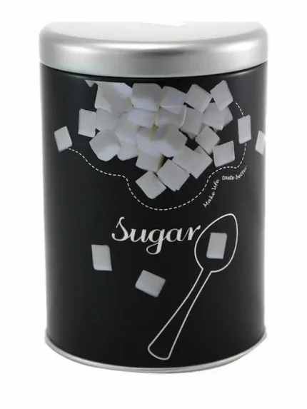 Κουτί Sugar Μεταλλικό με Καπάκι Μαύρο Χρώμα